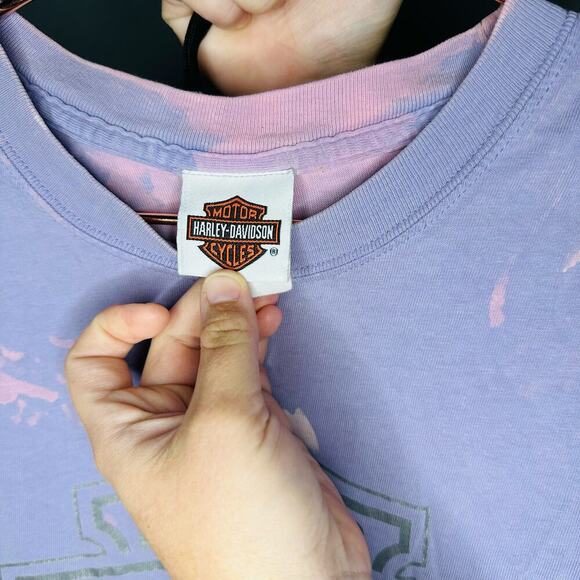 Vintage Harley Davidson Light Purple Bleached Metallic Letters Crewneck Size XL - Picture 5 of 10